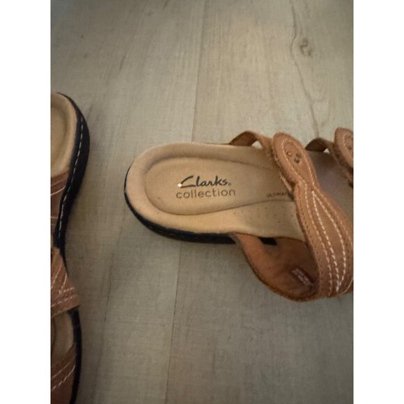 Clarks  Laurieann Ayla Tan Leather Adjustable Strap Sandals Size 8.5 - Picture 4 of 8